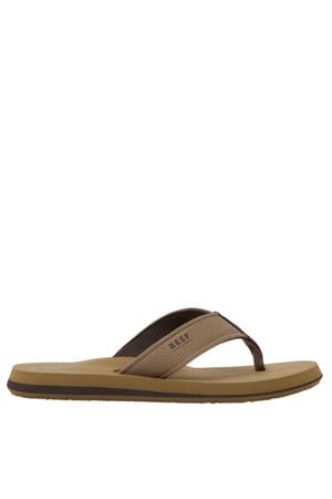 The Layback leren teenslippers bruin