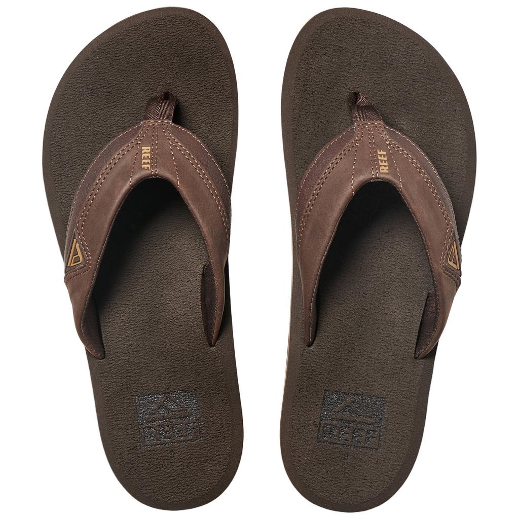 Bruine heren Reef Cushion Dawn teenslippers van imitatieleer