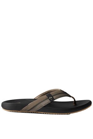 leren teenslippers taupe