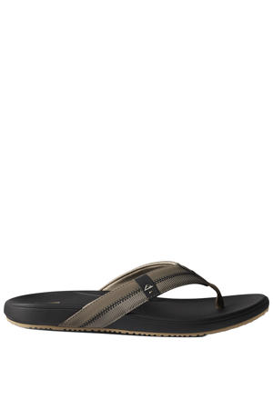 leren teenslippers taupe