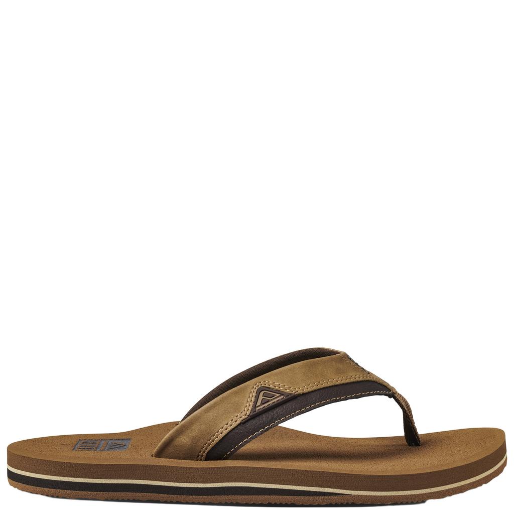 Bruine heren Reef Cushion Dawn teenslippers van imitatieleer