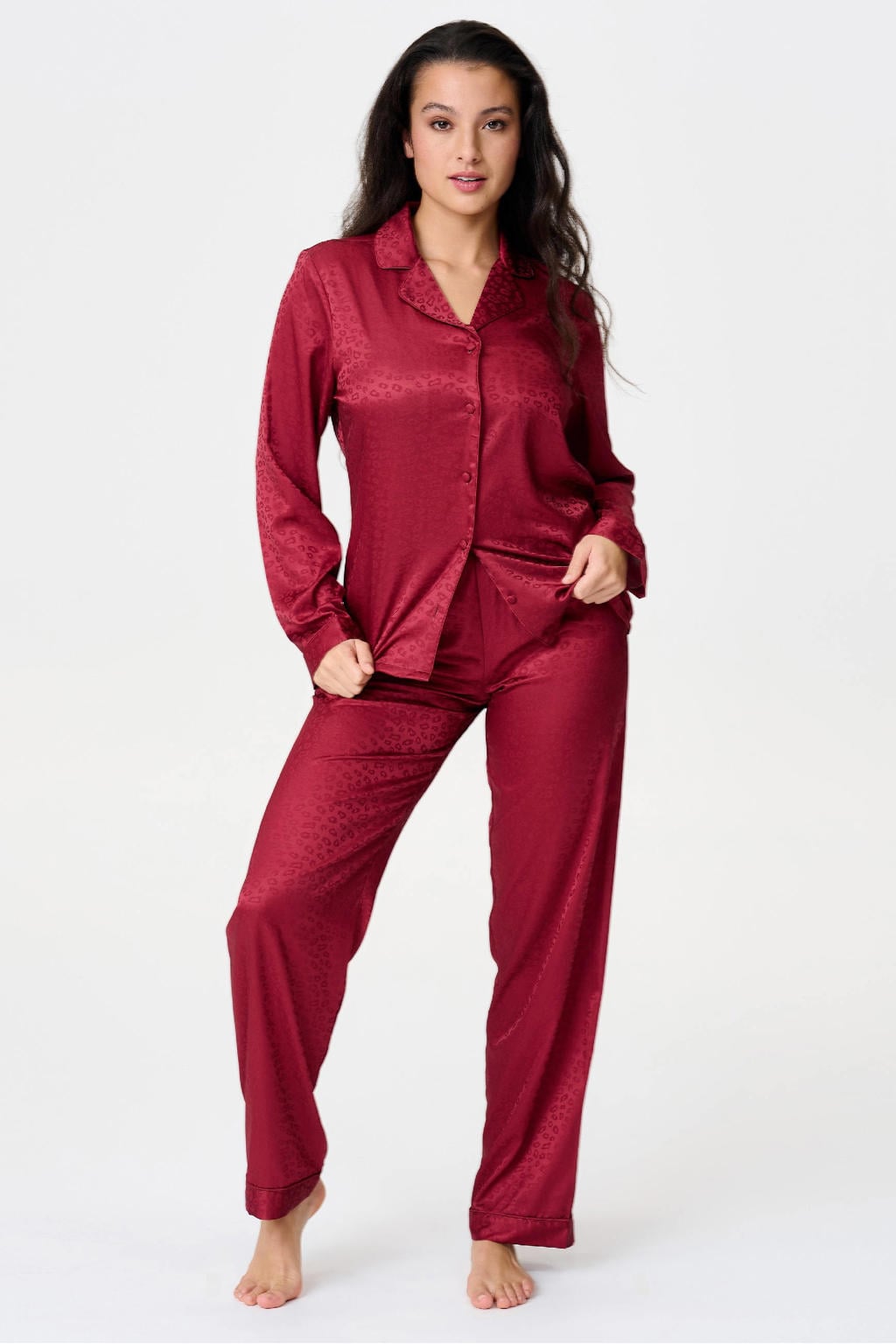 LingaDore satijnlook pyjama set - donkerrood