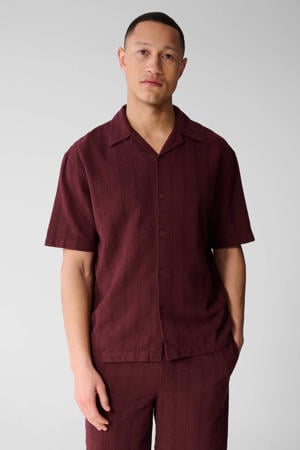 relaxed casual overhemd met ingebreid patroon donkerrood