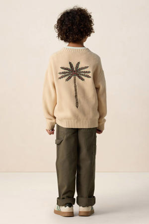 gebreide trui met backprint beige