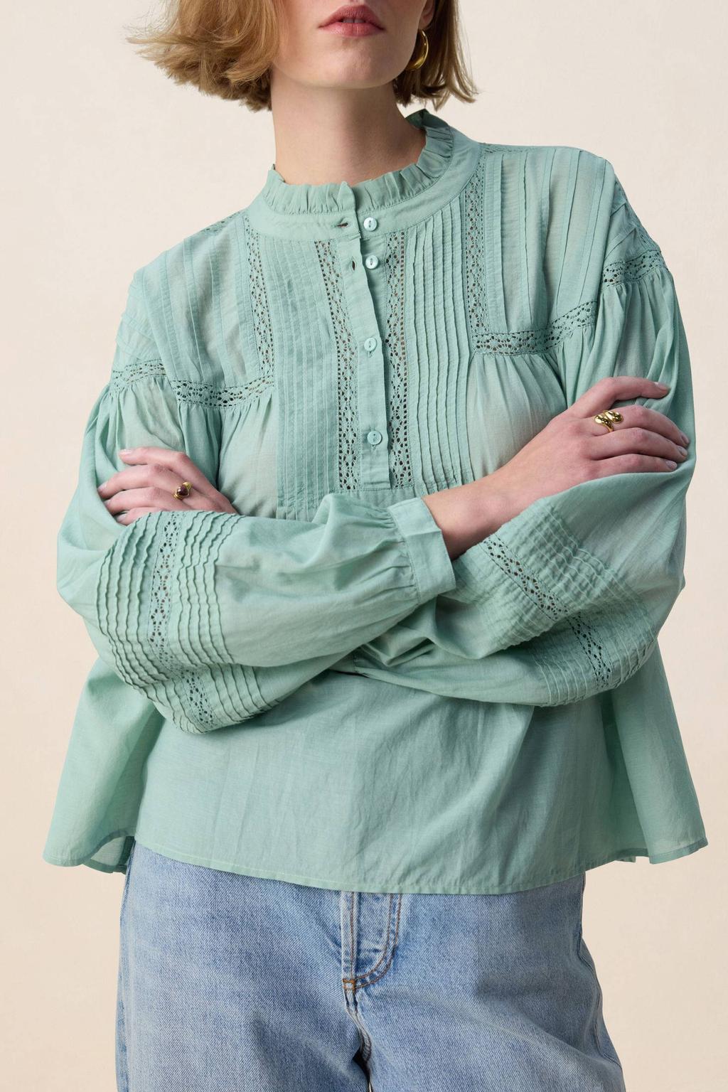 Sissy-Boy blousetop lichtgroen broderie