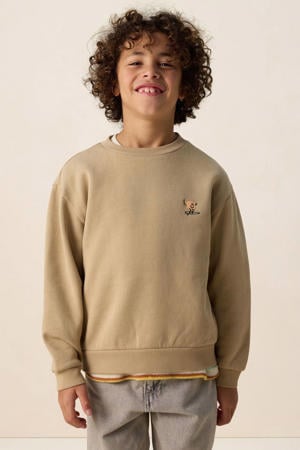 sweater met backprint lichtbruin