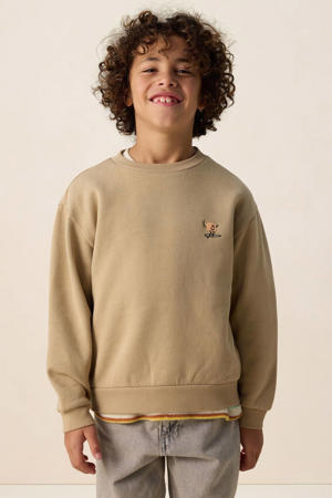 sweater met backprint lichtbruin