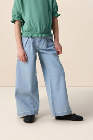 wide leg jeans light blue denim