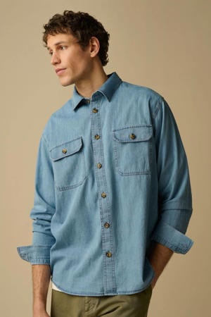 regular casual overhemd lichtblauw