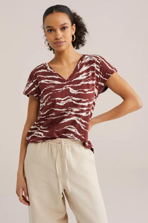 T-shirt met zebraprint donkerrood