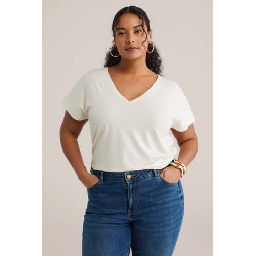WE Fashion T-shirt ecru afbeelding