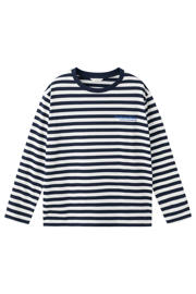 thumbnail: MANGO TEEN gestreepte longsleeve met backprint donkerblauw