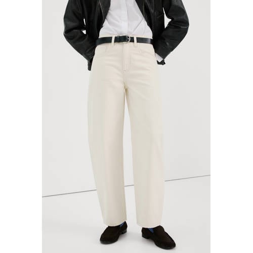 Mango High-waist barrel jeans high waist barrel jeans ecru afbeelding