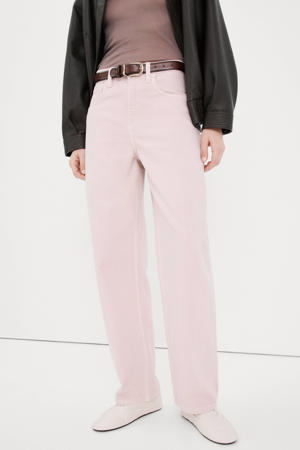 high waist barrel jeans lichtroze