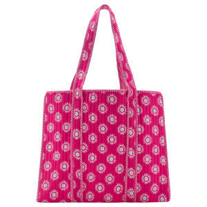 strandtas met all over print roze