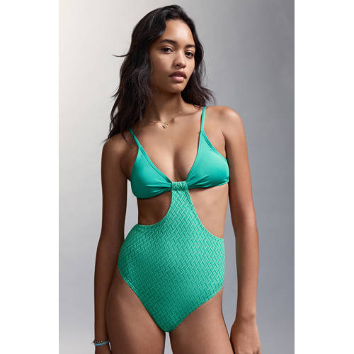 MANGO TEEN cut-out badpak met print groen