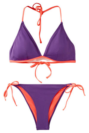 halter bikini paars/oranje