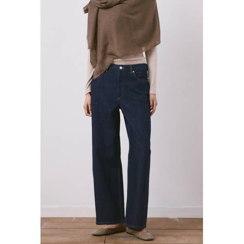 Mango low waist straight leg jeans dark blue denim afbeelding