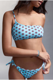 thumbnail: MANGO TEEN one shoulder bikini lichtblauw/donkerrood