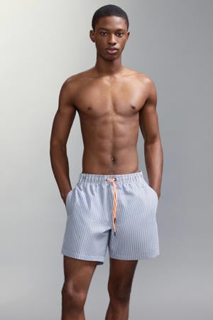 zwemshort gestreept blauw/wit