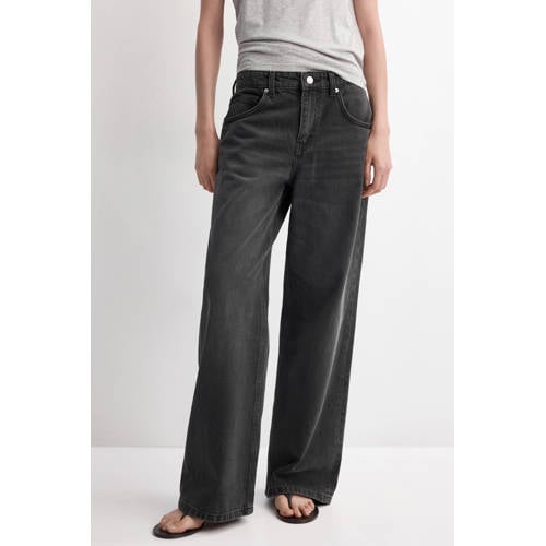 Mango Rechte mid-rise jeans straight leg jeans grijs afbeelding