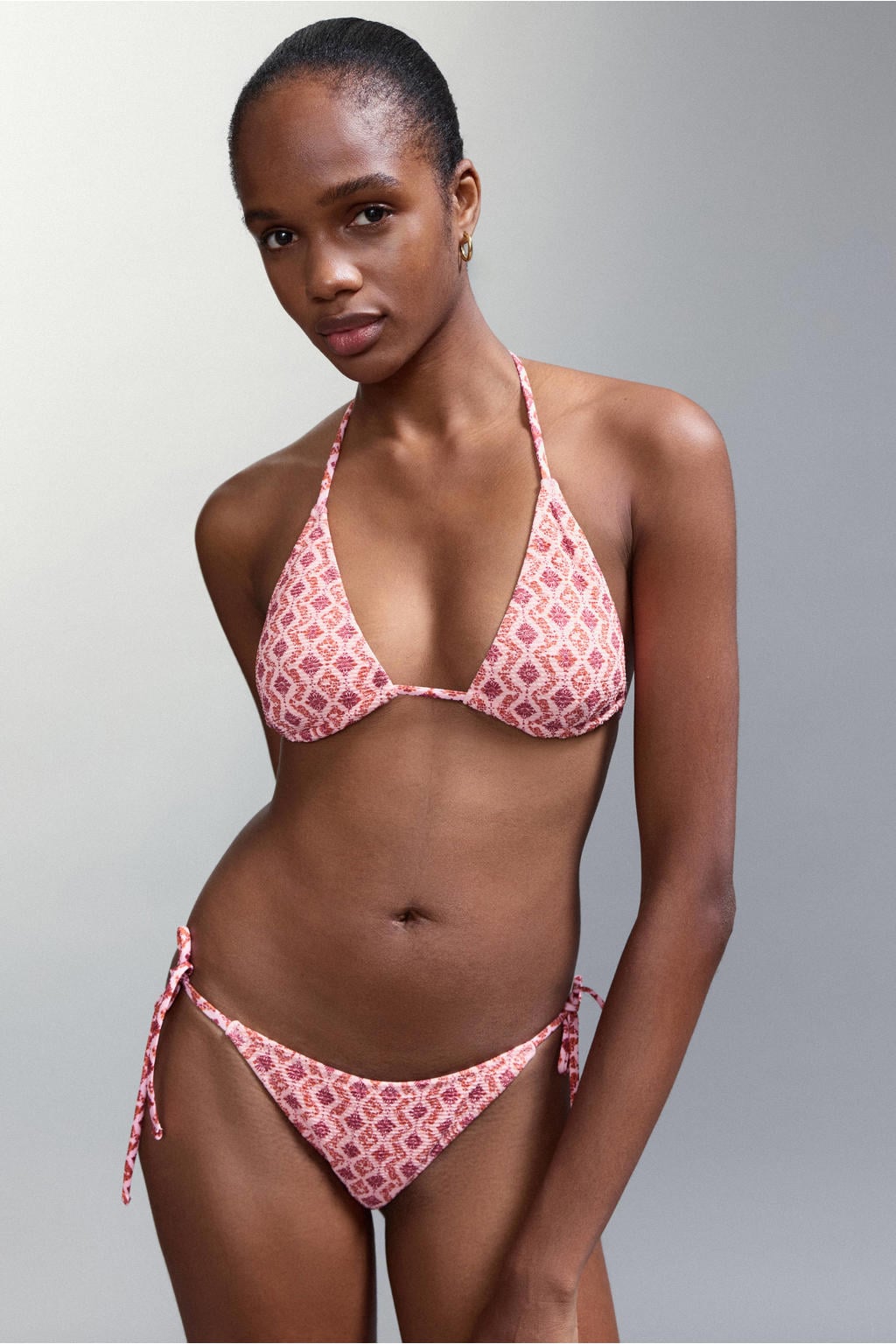 MANGO TEEN halter bikini all over print roze