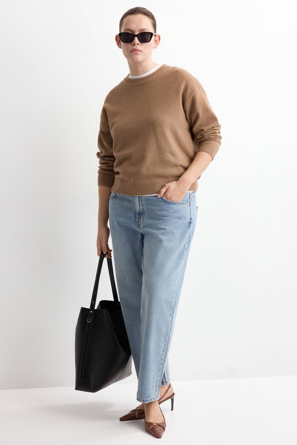 Medium blue denim dames Mango straight leg jeans van denim met rits- en knoopsluiting en effen