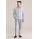 WE Fashion regular gestreepte casual overhemd met linnen lichtblauw