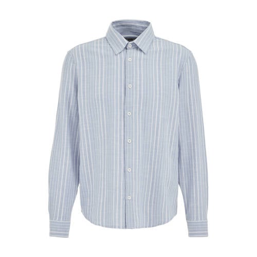 WE Fashion regular gestreepte casual overhemd lichtblauw afbeelding
