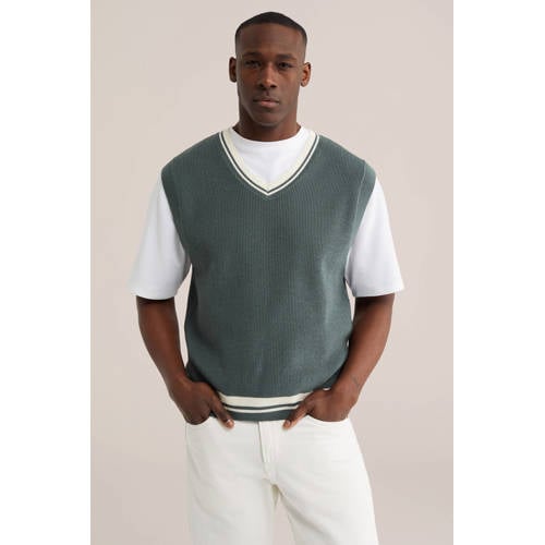 WE Fashion gilet gebreid groen afbeelding
