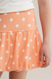 thumbnail: WE Fashion korte ballonrok met stippen - oranje