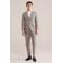 WE Fashion regular gestreepte pantalon met linnen taupe