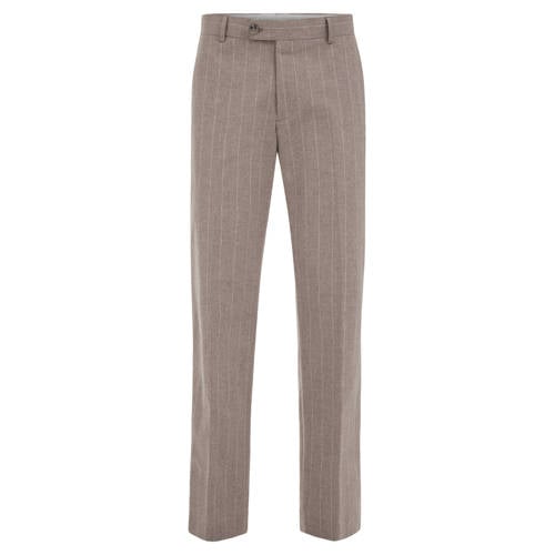 WE Fashion regular gestreepte pantalon met linnen taupe afbeelding