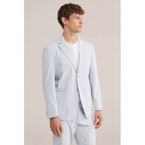 WE Fashion geruit colbert lichtblauw afbeelding