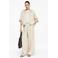 comma satijnen wide leg regular waist casual broek beige