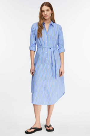 gestreepte blousejurk met krijtstreep blauw
