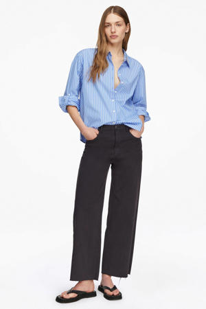 blouse met krijtstreep blauw