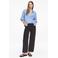comma blouse met krijtstreep blauw