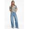 comma gebloemde top marineblauw