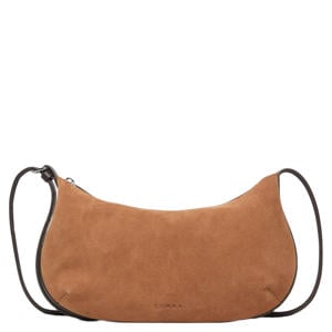 suède crossbody tas cognac