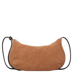suède crossbody tas cognac