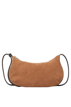 suède crossbody tas cognac