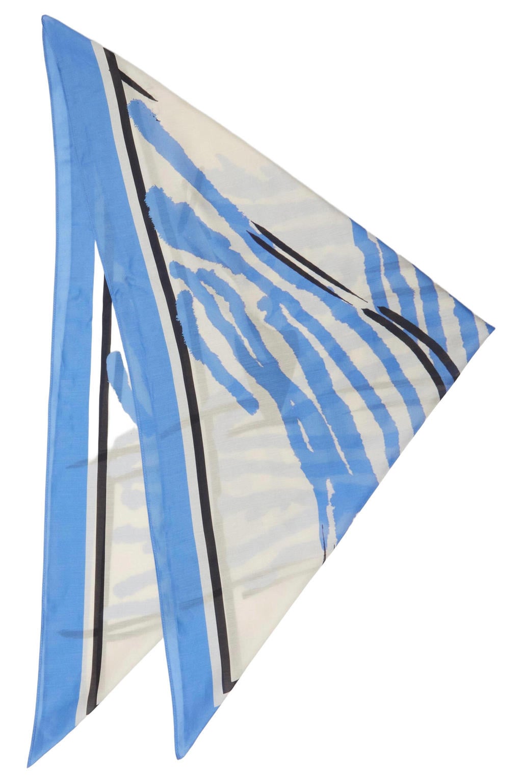 comma zijden sjaal met motiefprint ecru/blauw