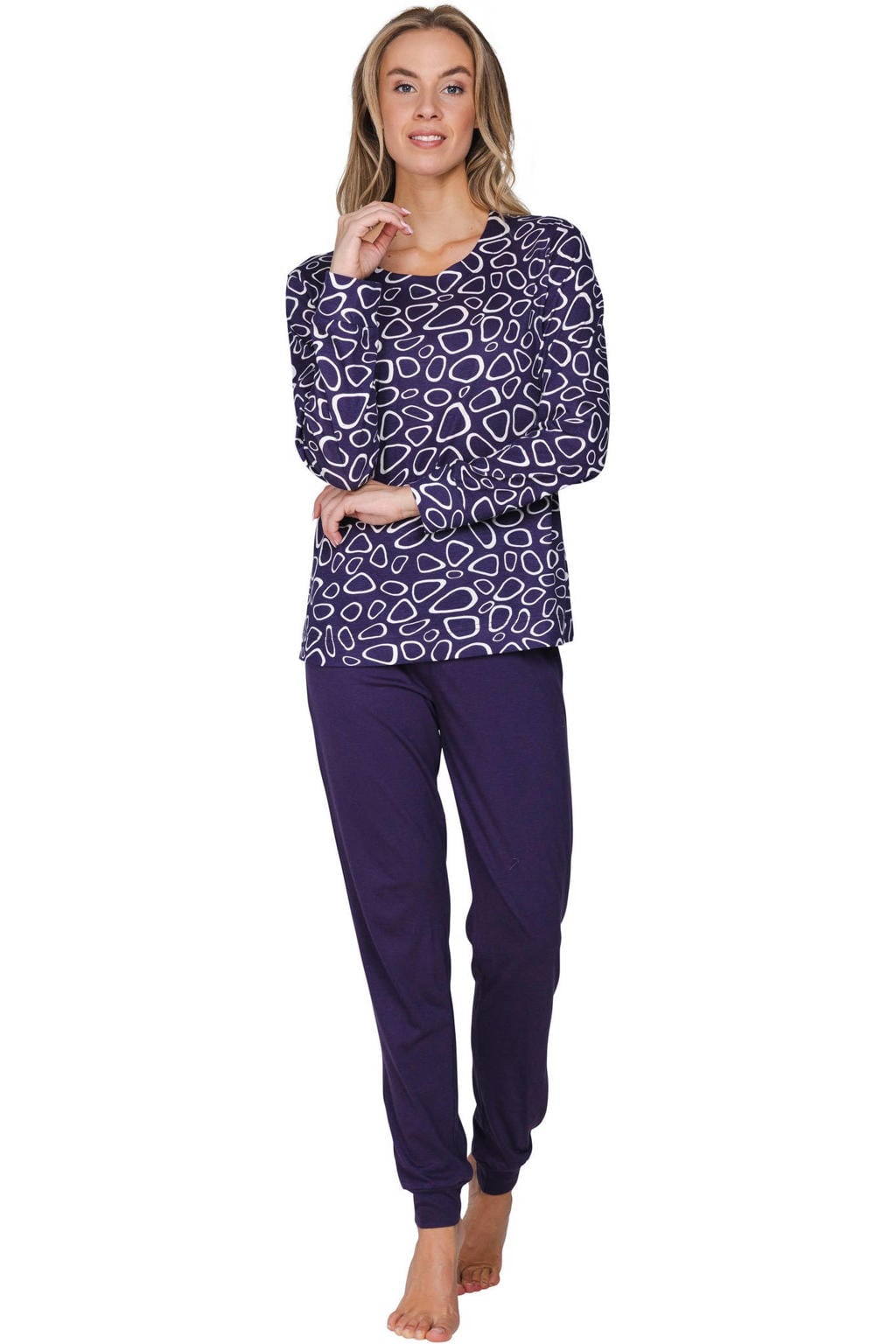 Pastunette pyjama set - donkerpaars/wit