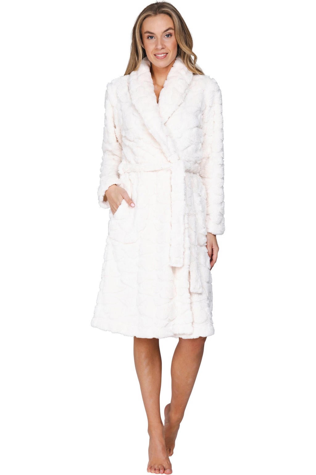 Rebelle fleece badjas - wit