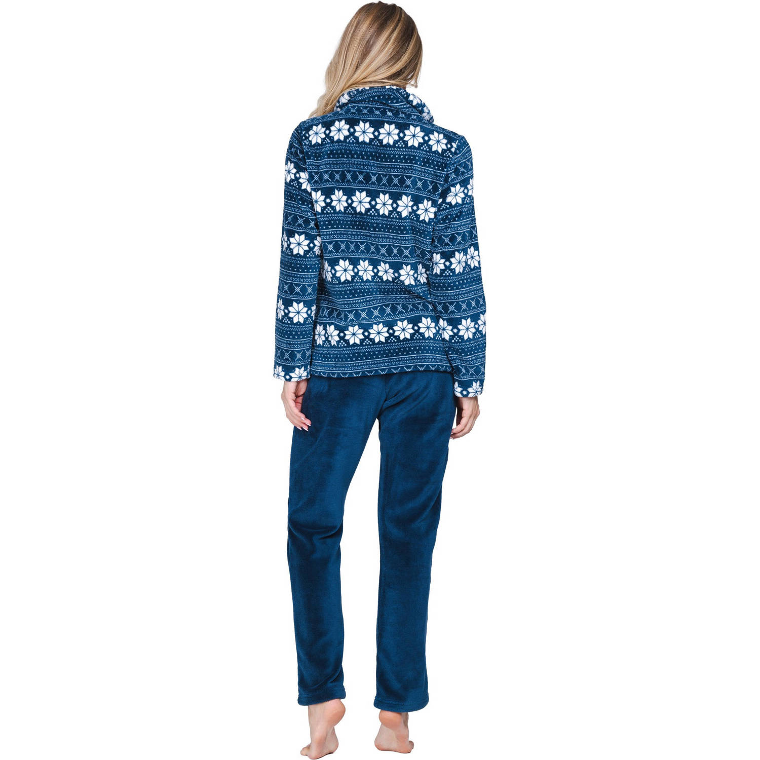 Rebelle fleece huispak donkerblauw wit