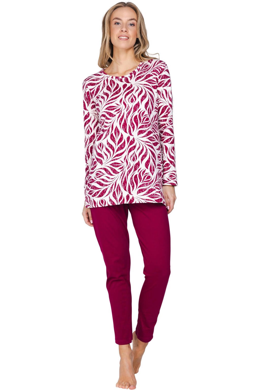Pastunette pyjama set - donkerrood/wit