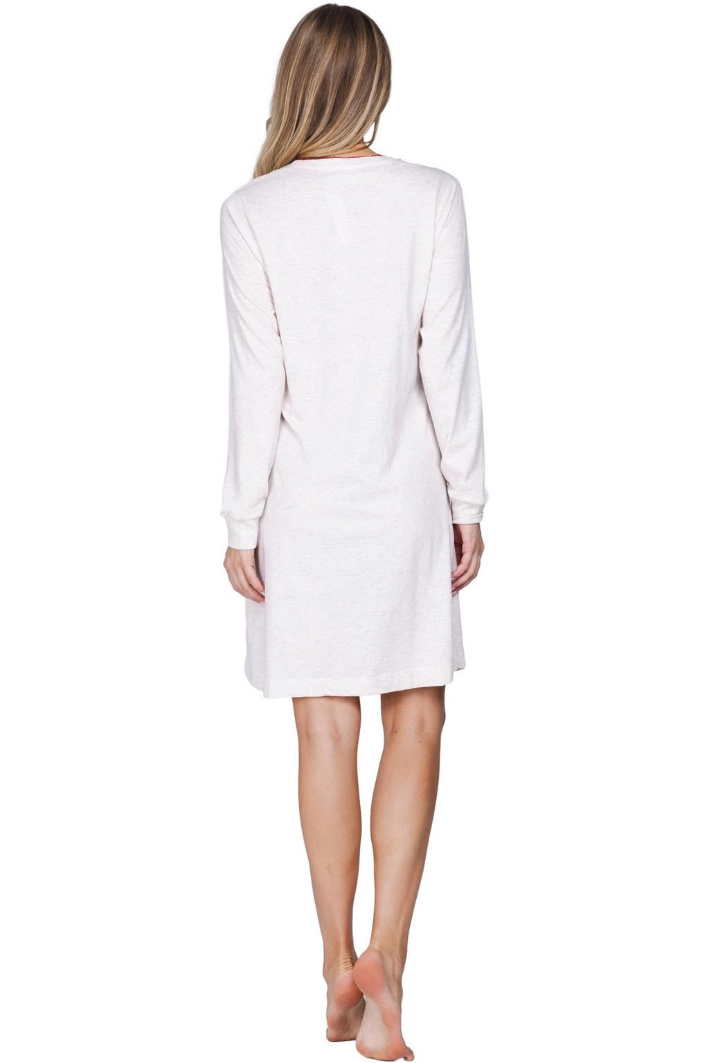 Rebelle nachthemd - lichtbeige/wit/rood