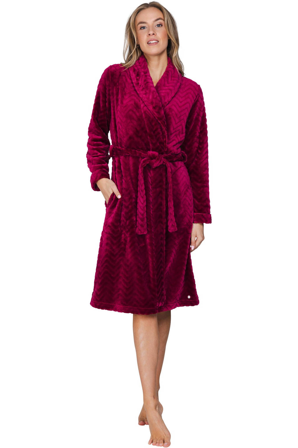 Pastunette fleece badjas - donkerrood