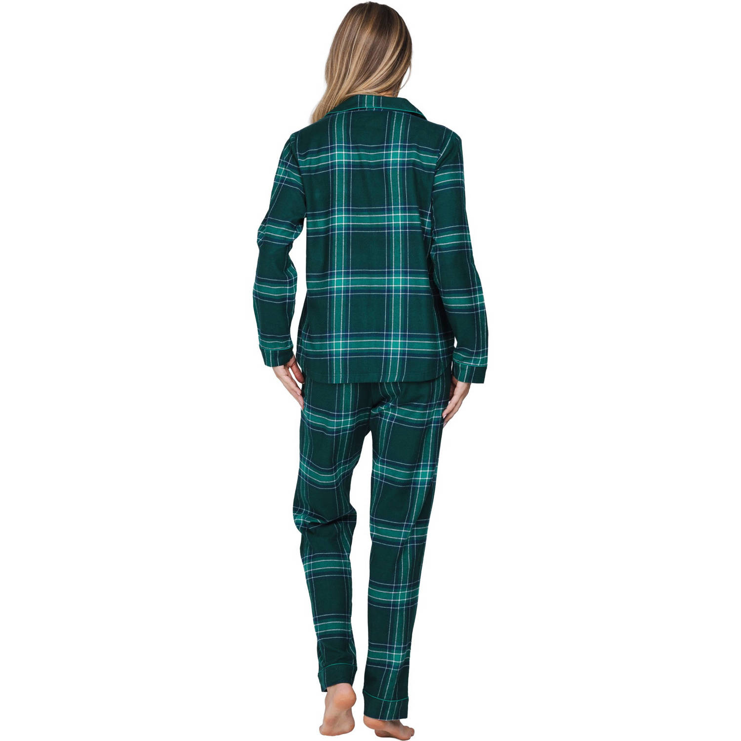 Rebelle flanel pyjama set donkergroen lichtgroen wit